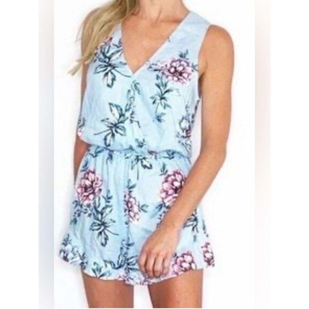 Show Me Your Mumu Riri Light Blue Floral Romper. Sz S. Beach, vacation, cruise